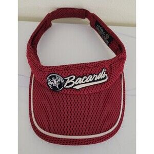 BACARDI Bat Logo Visor Cap ~ Maroon Red ~ Adjustable Rum Mixed Drinks Cocktails